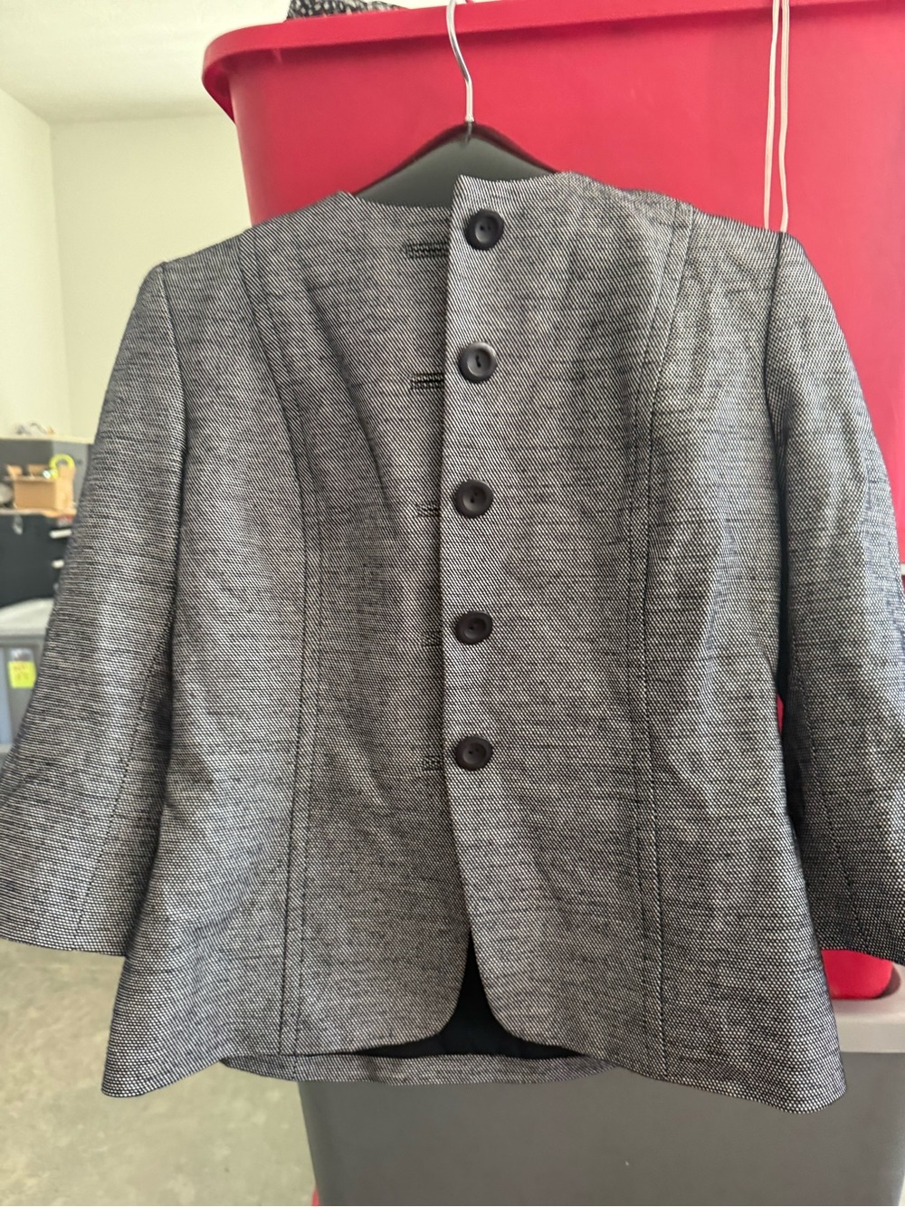 Women's Gray Textured Button-Front Jacket m50 - Picture 3 of 4